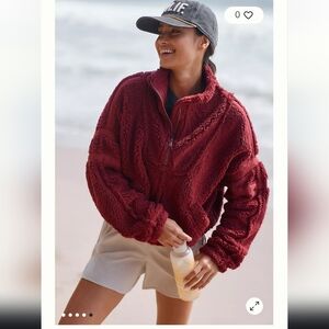 Free People Burgundy Teddy Jacket